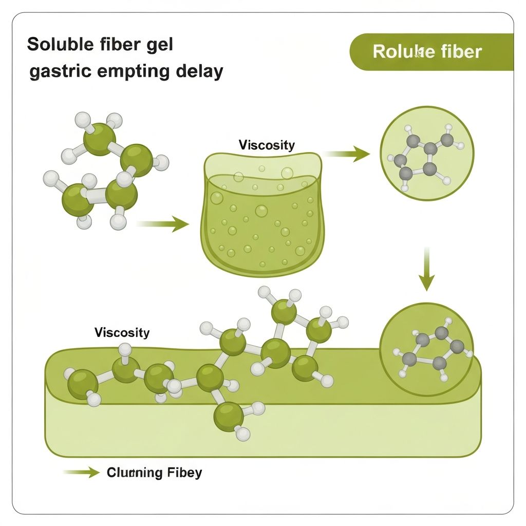 Scientific illustration of soluble fibre gel formation in the stomach
